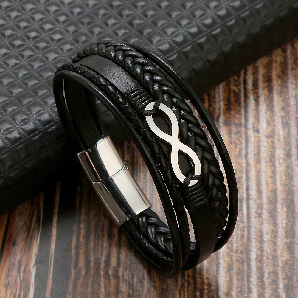 Infinity Leather Bracelet – Timeless Strength for Men