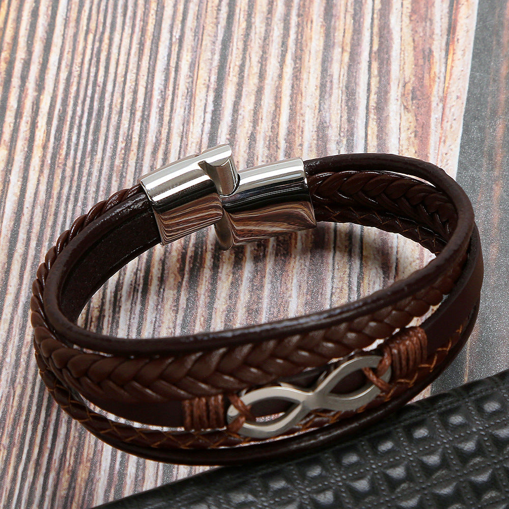 Infinity Leather Bracelet – Timeless Strength for Men