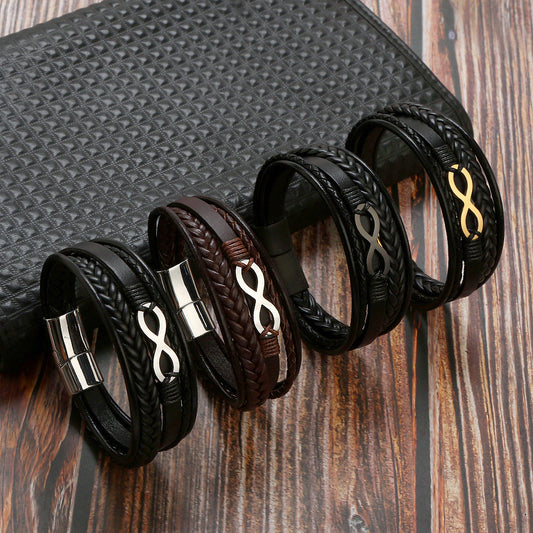 Infinity Leather Bracelet – Timeless Strength for Men