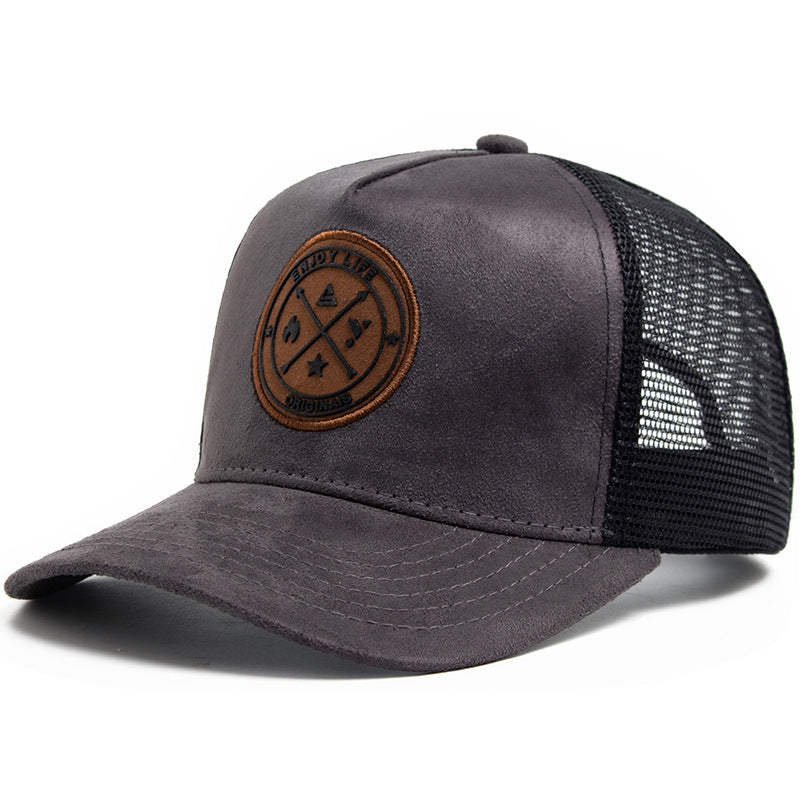 Vintage Mesh Trucker Cap – Suede Front + Leather Patch