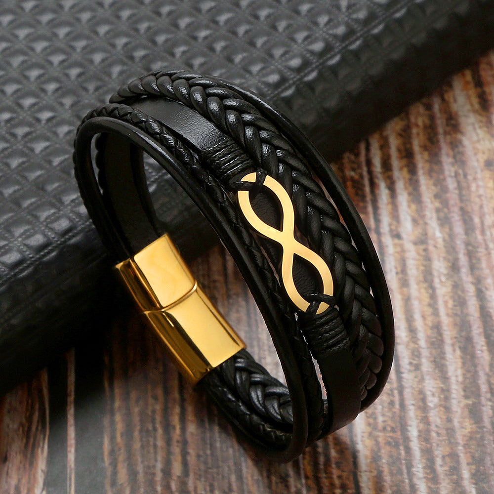 Infinity Leather Bracelet – Timeless Strength for Men