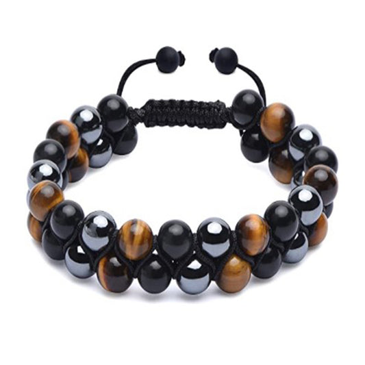 Men’s Energy Shield Bracelet – Tiger’s Eye, Hematite & Obsidian