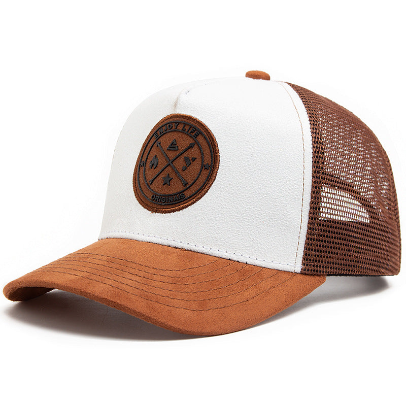 Vintage Mesh Trucker Cap – Suede Front + Leather Patch