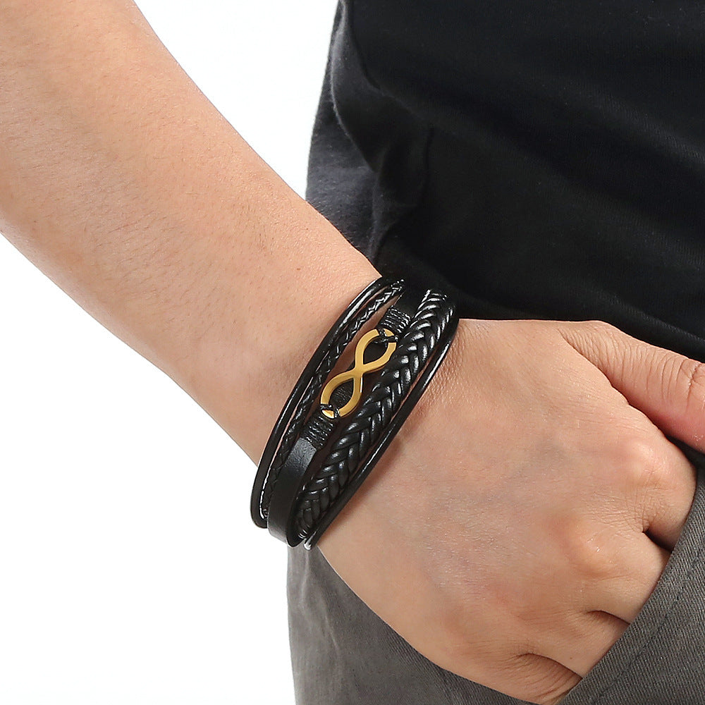 Infinity Leather Bracelet – Timeless Strength for Men
