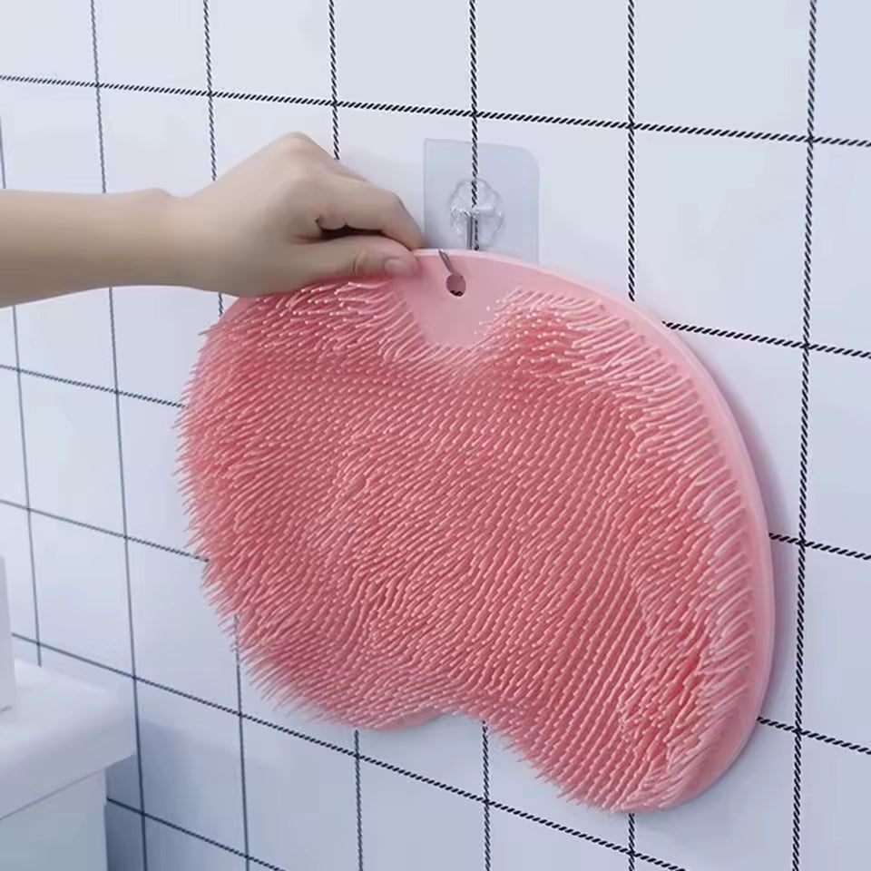 Silicone Shower Foot Scrubber & Back Massager Mat - Non-Slip Bath Mat with Suction Cups |